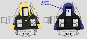 Ergonomic cycling knee support device.