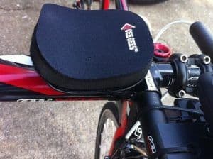 Bicycle handlebar with saddle bag at a p.